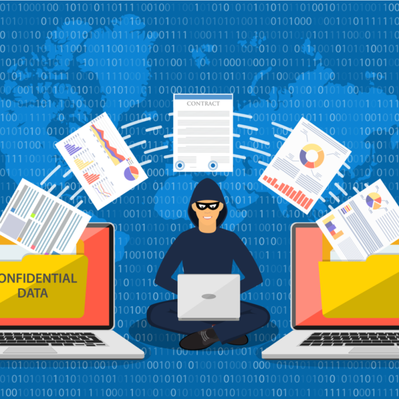 Hacking in progress. Stealing computer data.